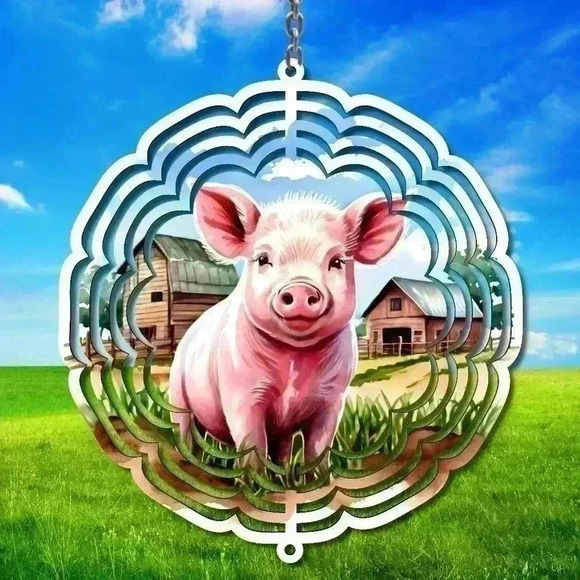 8 inch farm piggy wind spinner wind welcome front door /outside spinner - Picture 1 of 1